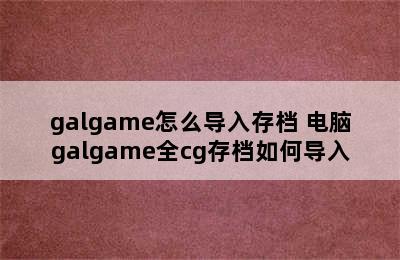 galgame怎么导入存档 电脑galgame全cg存档如何导入